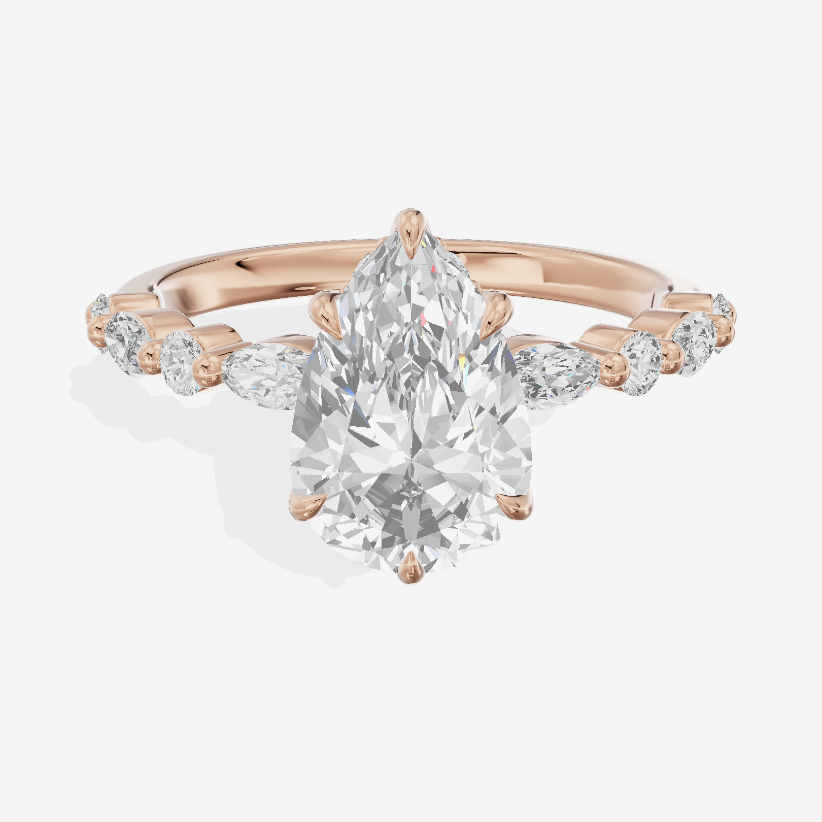Twine Hidden Halo Pear Engagement Ring (1/20 ct. tw.) in 14K Rose Gold