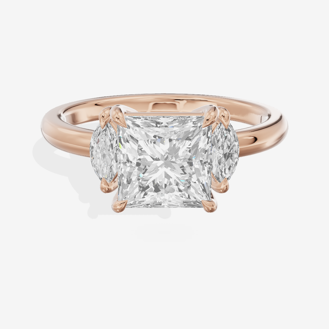Classic Sincere Three Stone Princess Engagement Ring (1/3 ct. tw.) in 18K Rose Gold