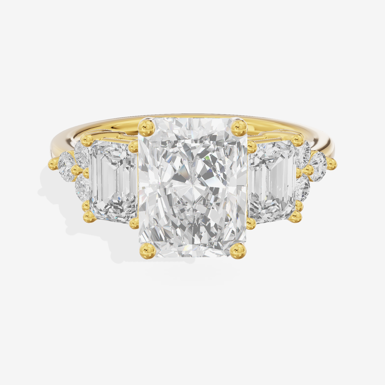 Grand Halcyon Radiant Engagement Ring with Side Stones (3/4 ct. tw.) in 18K Yellow Gold