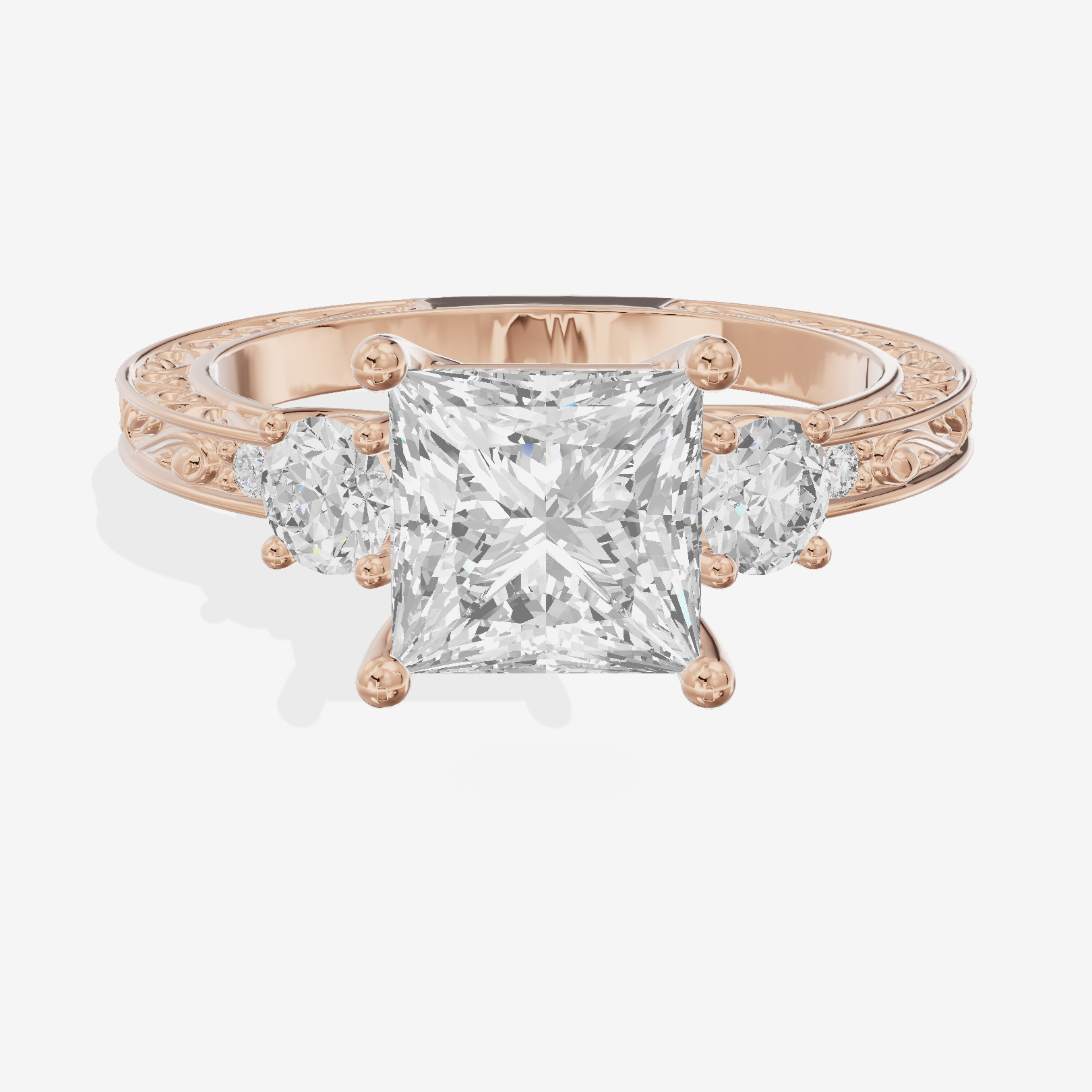 Petite Promezza Three Stone Princess Engagement Ring (2/5 ct. tw.) in 14K Rose Gold