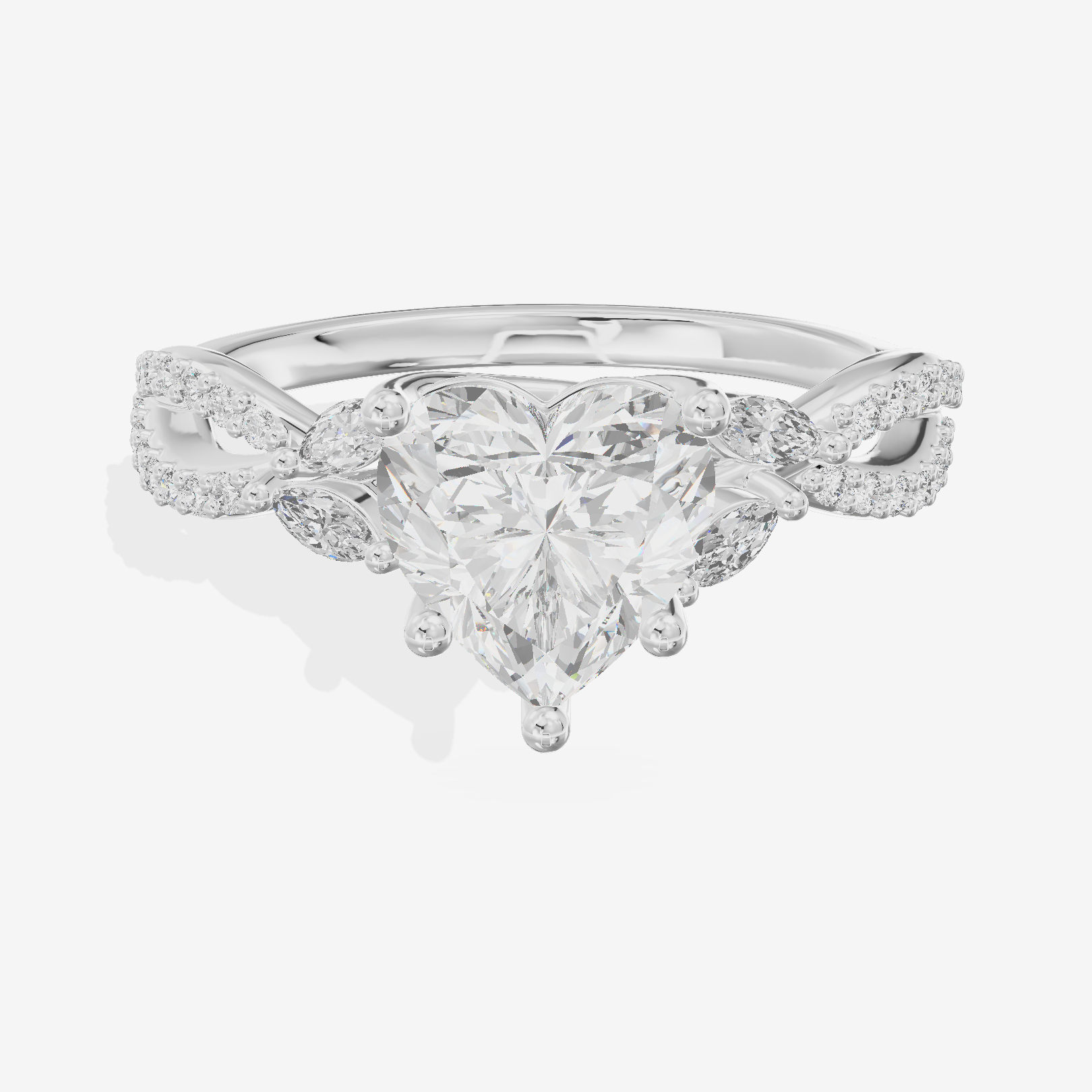 Luxe Lumera Heart Engagement Ring with Side Stones (1/4 ct. tw.) in Platinum