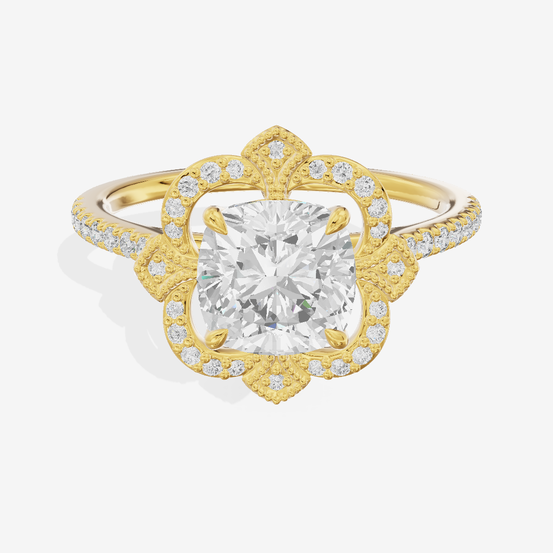Selenia Halo Cushion Engagement Ring (1/6 ct. tw.) in 18K Yellow Gold