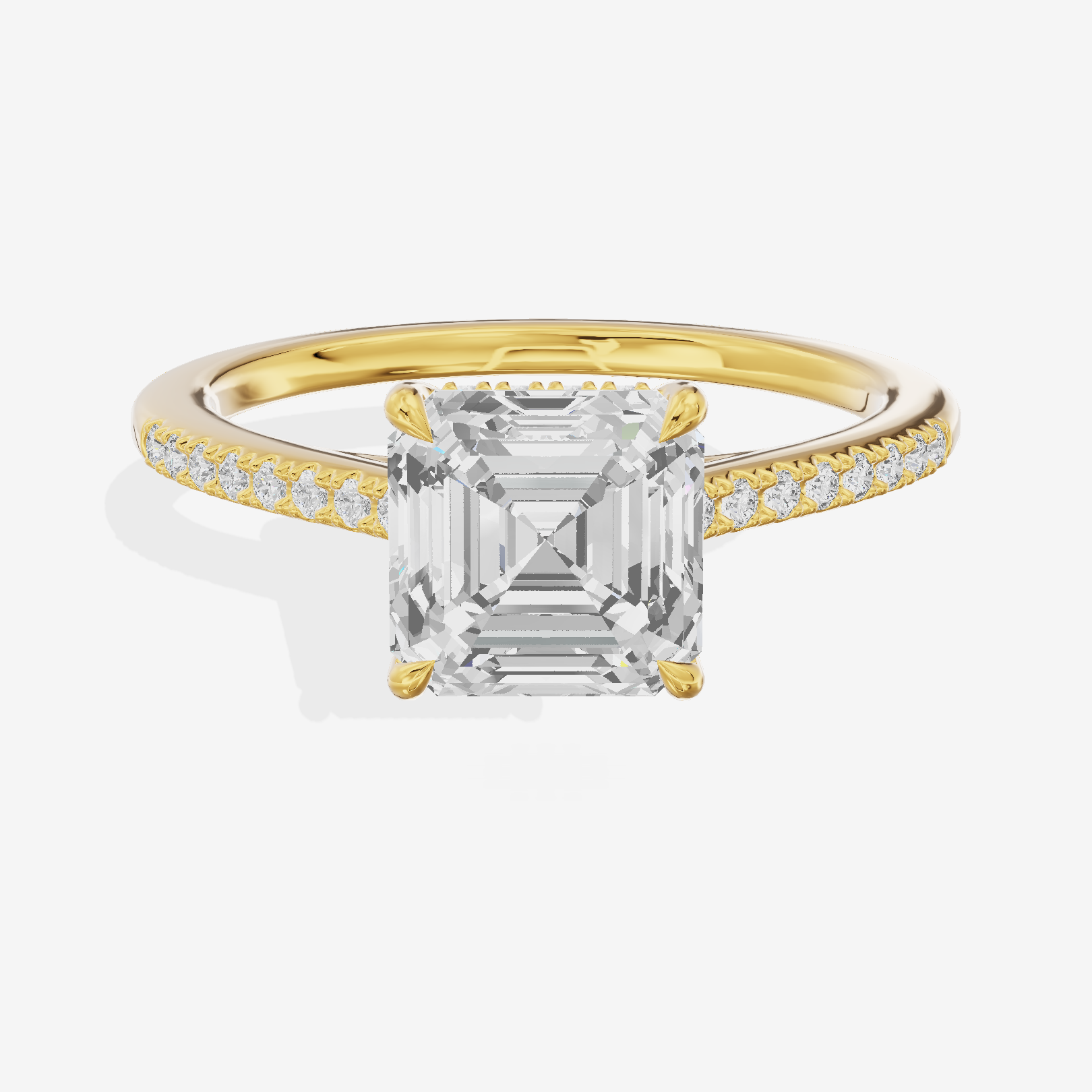 Twine Asscher Engagement Ring with Side Stones (7/8 ct. tw.) in 14K Yellow Gold