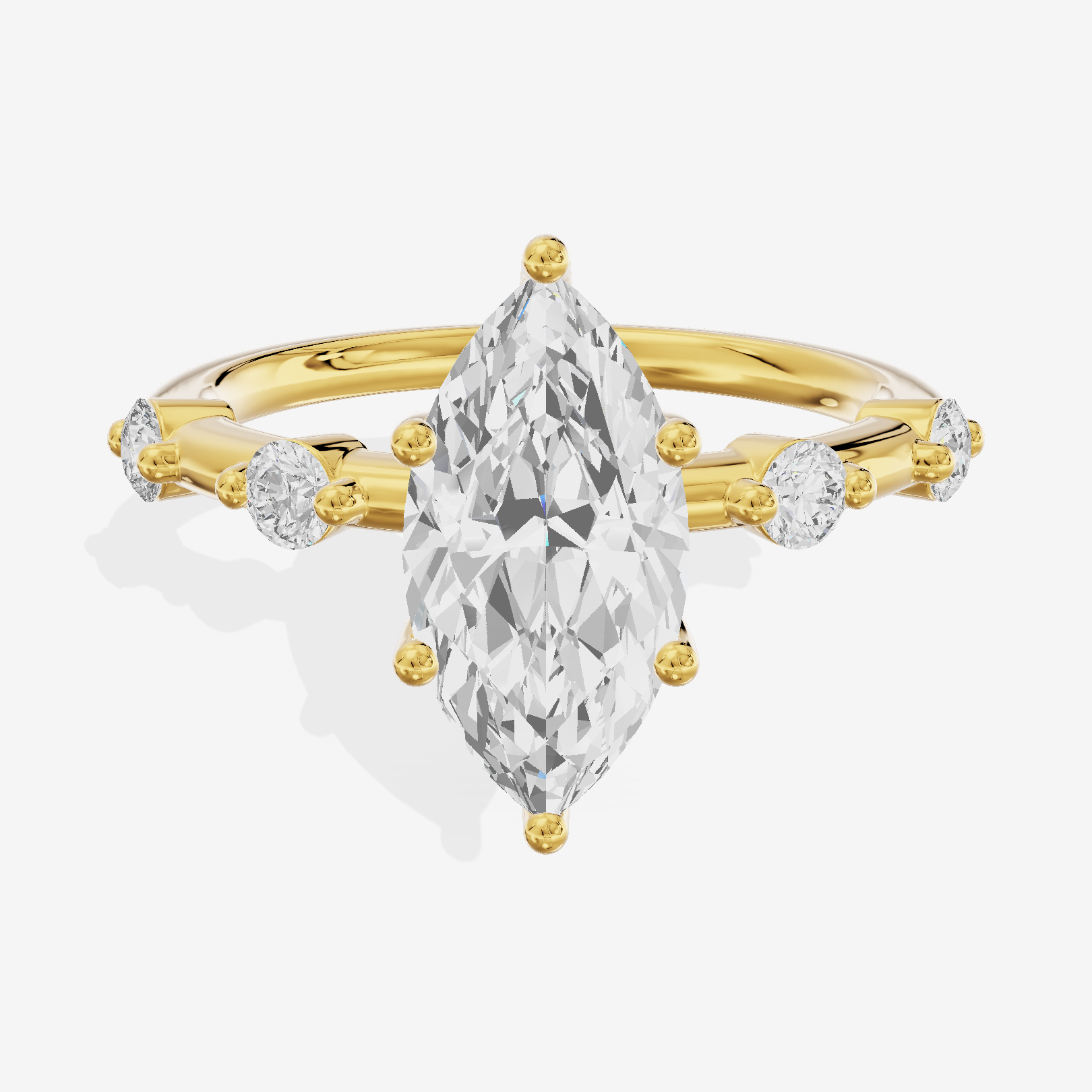 Petite Heartline Marquise Engagement Ring with Side Stones (1/5 ct. tw.) in 14K Yellow Gold