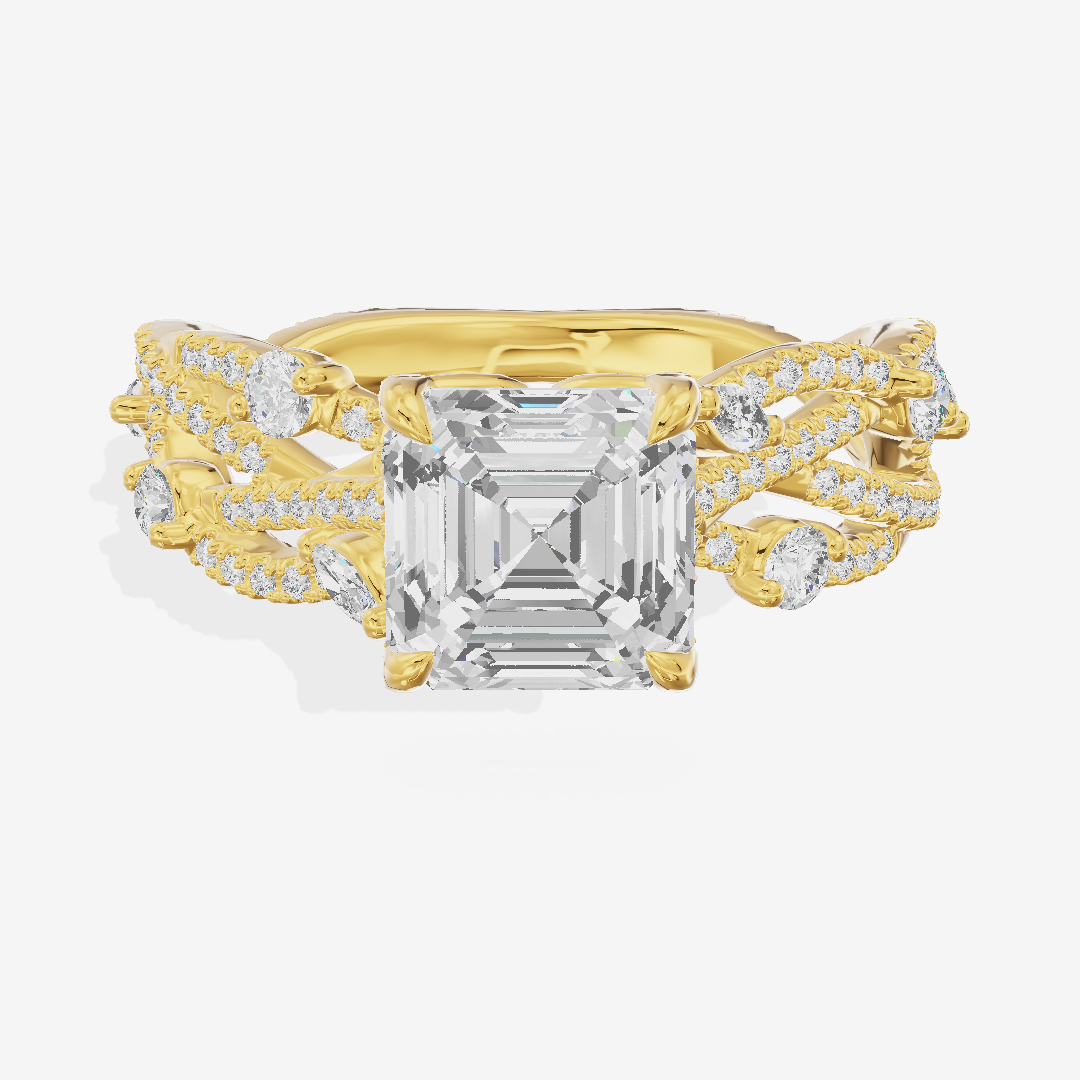 Grand Eversince Asscher Engagement Ring with Side Stones (3/5 ct. tw.) in 18K Yellow Gold