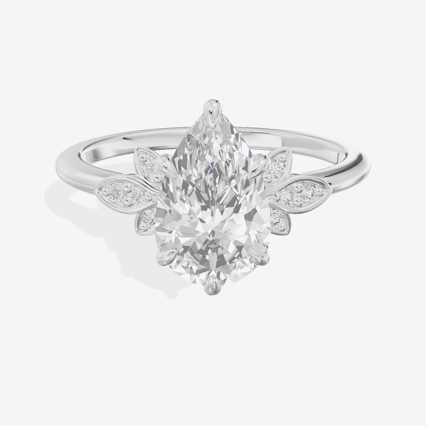 Trellise Pear Engagement Ring with Side Stones (1/20 ct. tw.) in 18K White Gold