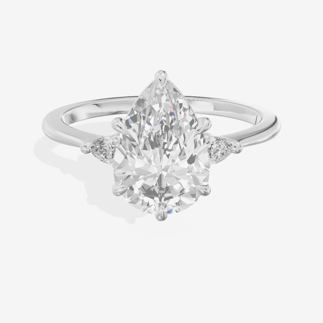 Coeurine Three Stone Pear Engagement Ring (1/8 ct. tw.) in Platinum