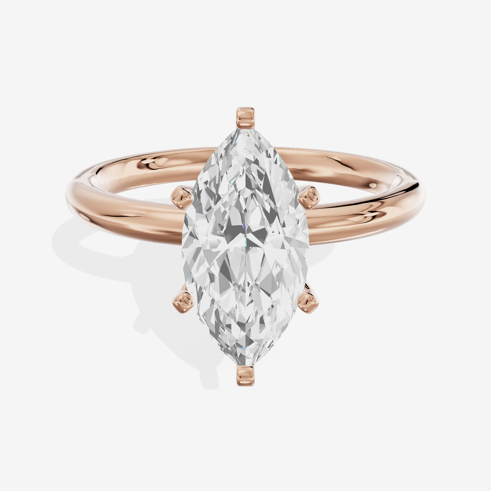 Classic Sincere 2mm Marquise Six-Prong Engagement Ring in 14K Rose Gold