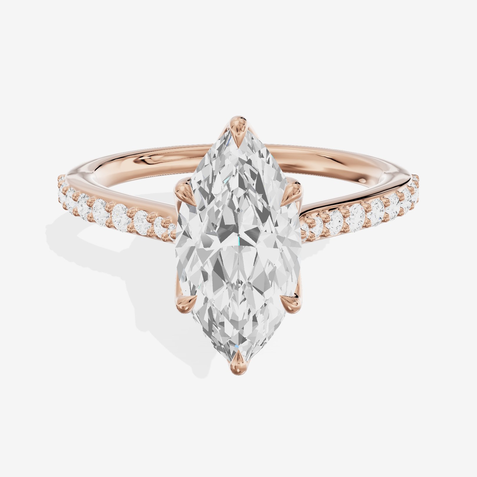 Petite Aurea Marquise Engagement Ring with Side Stones (1/6 ct. tw.) in 14K Rose Gold