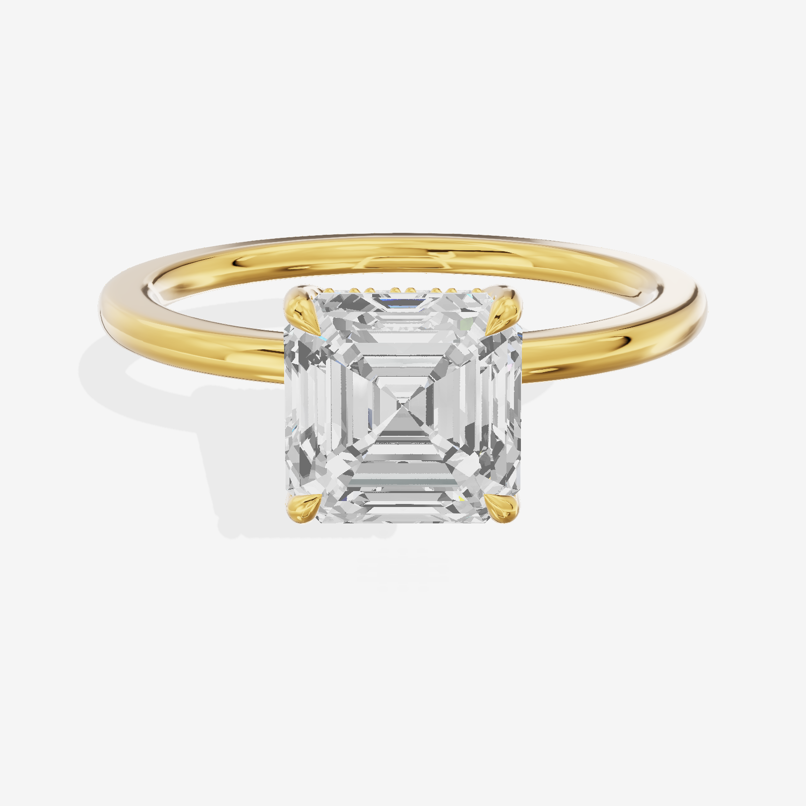 Coeurine Hidden Halo Asscher Engagement Ring (1/20 ct. tw.) in 14K Yellow Gold