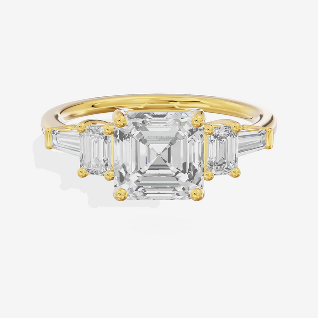 Vowsae Five Stone Asscher Engagement Ring (3/4 ct. tw.) in 18K Yellow Gold