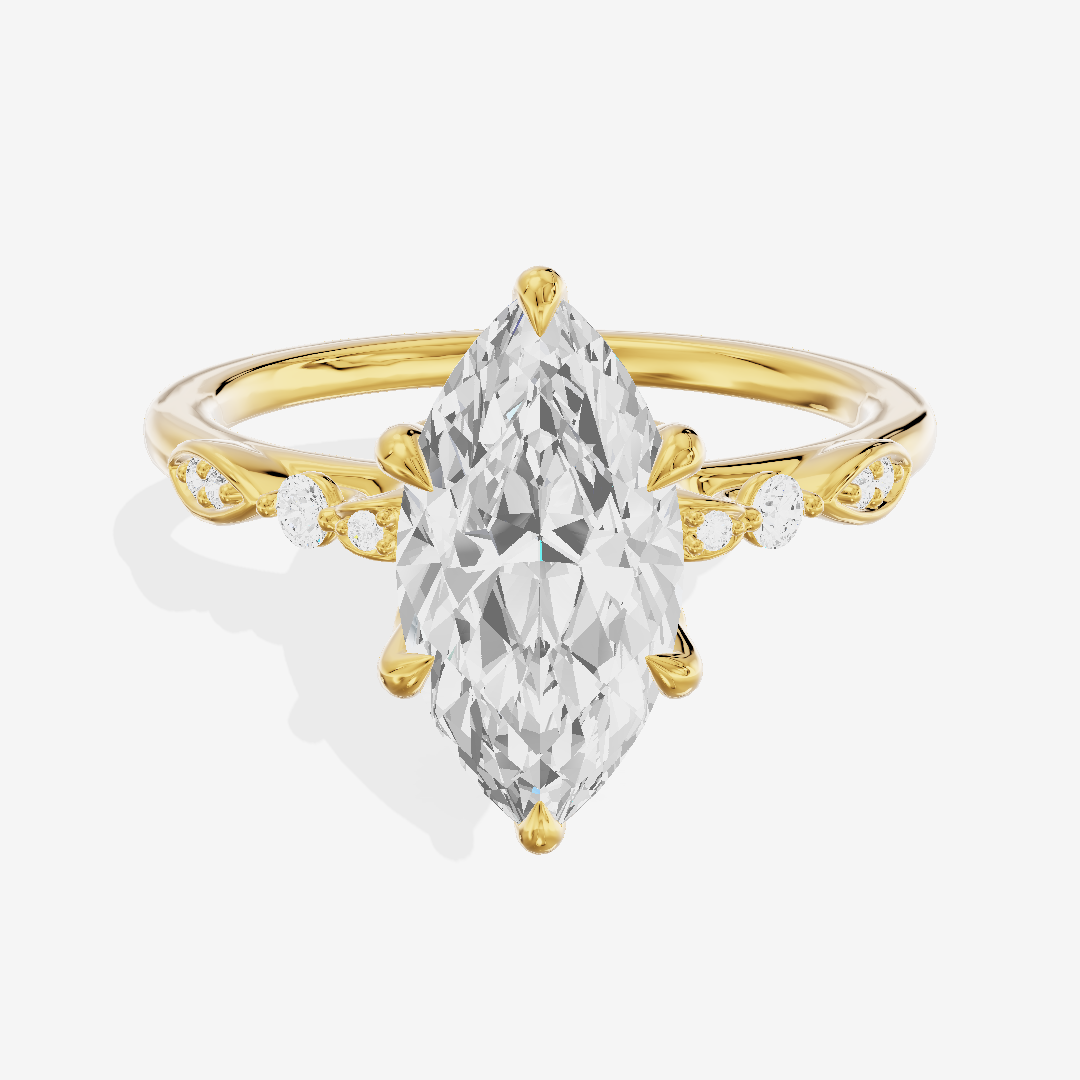 Modern Maia Marquise Engagement Ring with Side Stones (1/5 ct. tw.) in 14K Yellow Gold