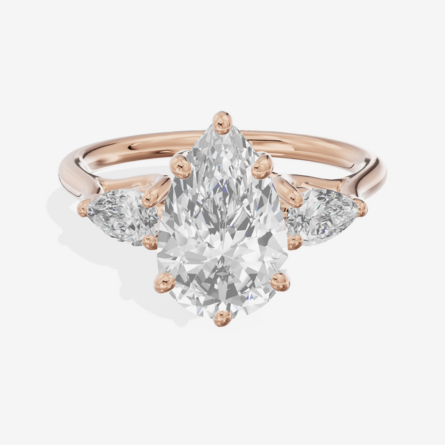 Grand Vowsae Three Stone Pear Engagement Ring (2/5 ct. tw.) in 14K Rose Gold