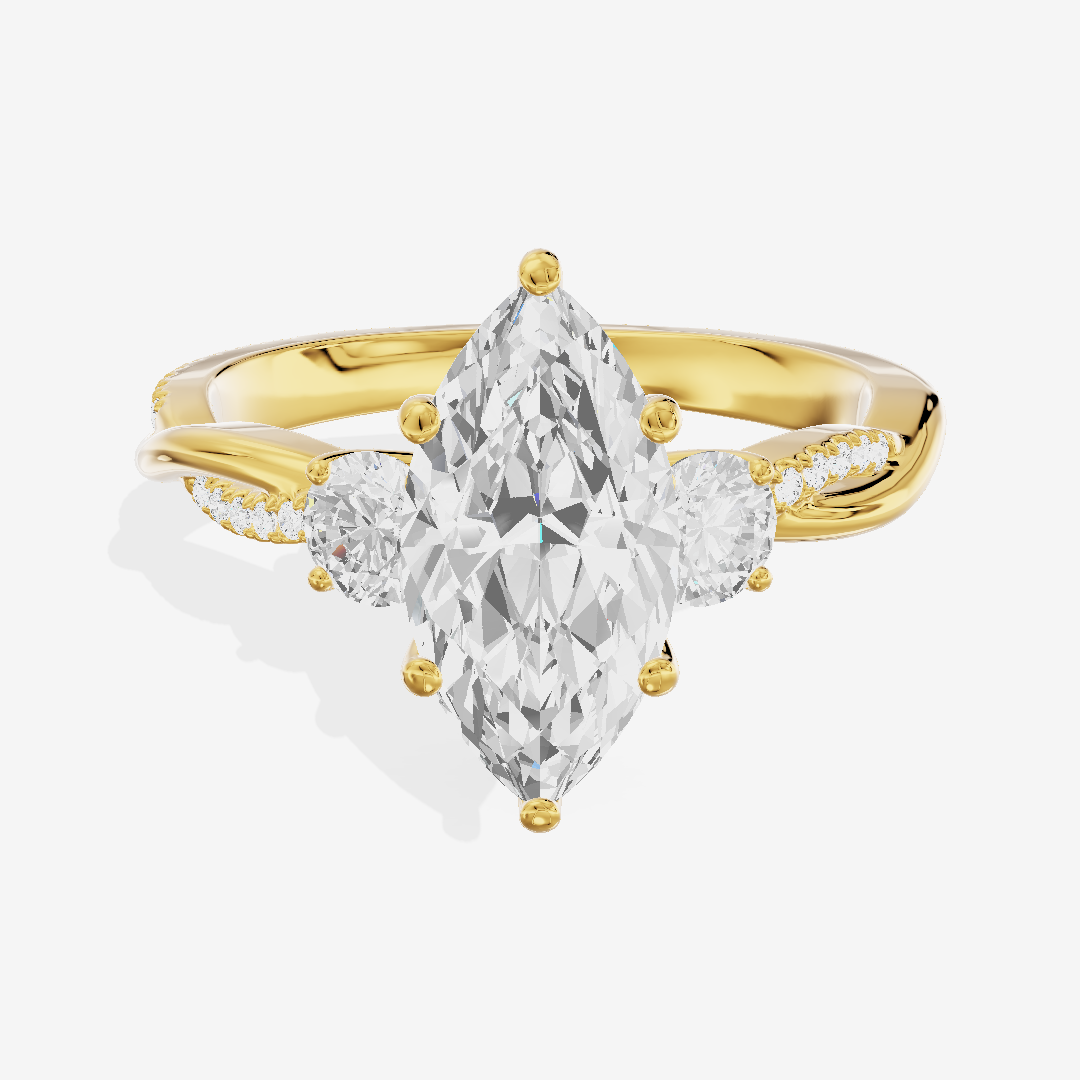 Petite Promezza Three Stone Marquise Engagement Ring (2/5 ct. tw.) in 18K Yellow Gold