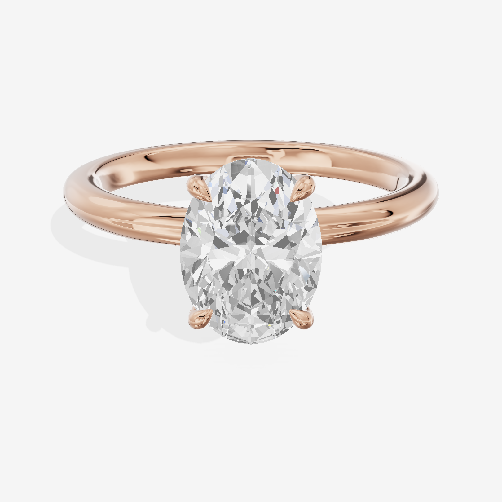 Adorae Solitaire 2mm Oval Engagement Ring in 14K Rose Gold