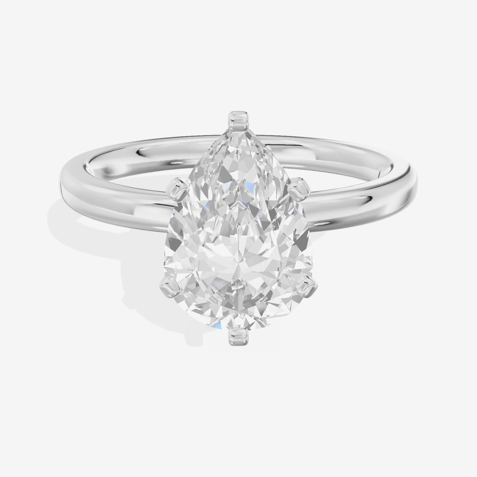 Sincere 2mm Pear Solitaire Engagement Ring in 14K White Gold