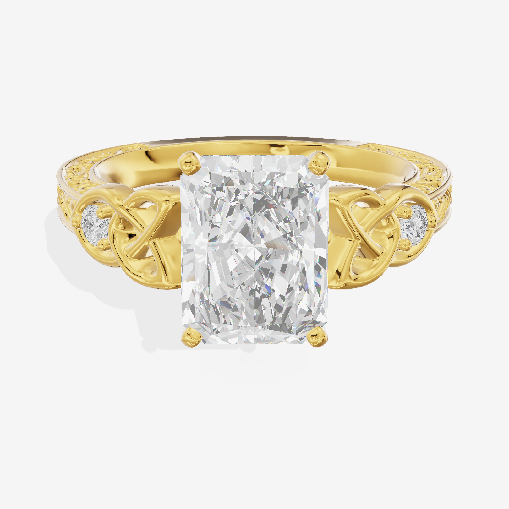Tender Heartline Radiant Engagement Ring with Side Stones (1/10 ct. tw.) in 18K Yellow Gold