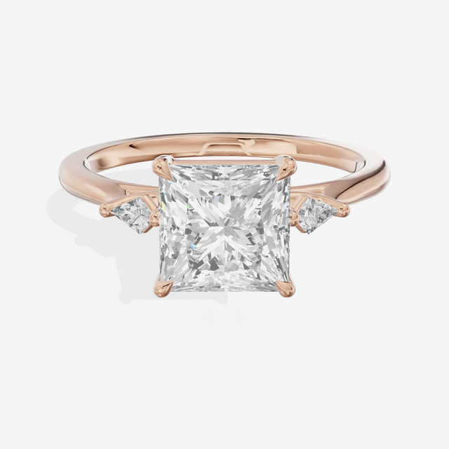 Petite Sincere Three Stone Princess Engagement Ring (1/15 ct. tw.) in 14K Rose Gold