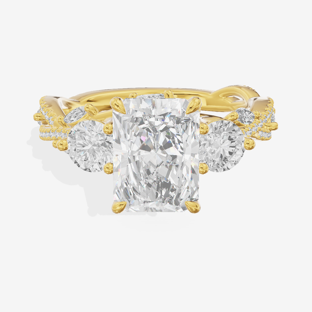 Luxe Selenia Three Stone Radiant Engagement Ring (1 ct. tw.) in 18K Yellow Gold