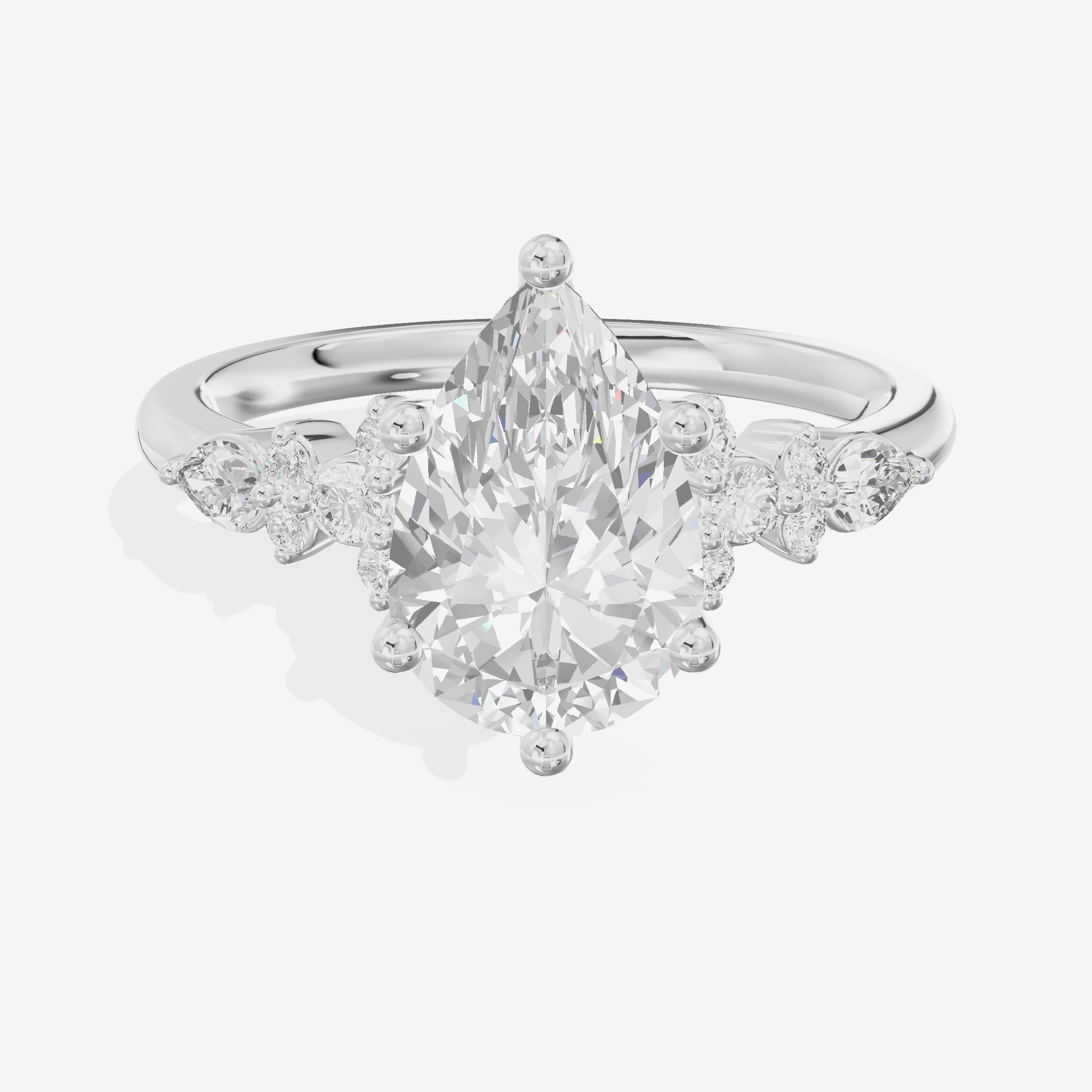 Luxe Sincere Pear Engagement Ring with Side Stones (1/10 ct. tw.) in 18K White Gold