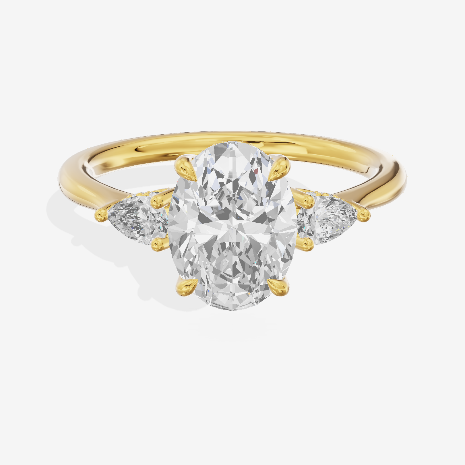 Petite Vowsae Three Stone Oval Engagement Ring (1/4 ct. tw.) in 18K Yellow Gold