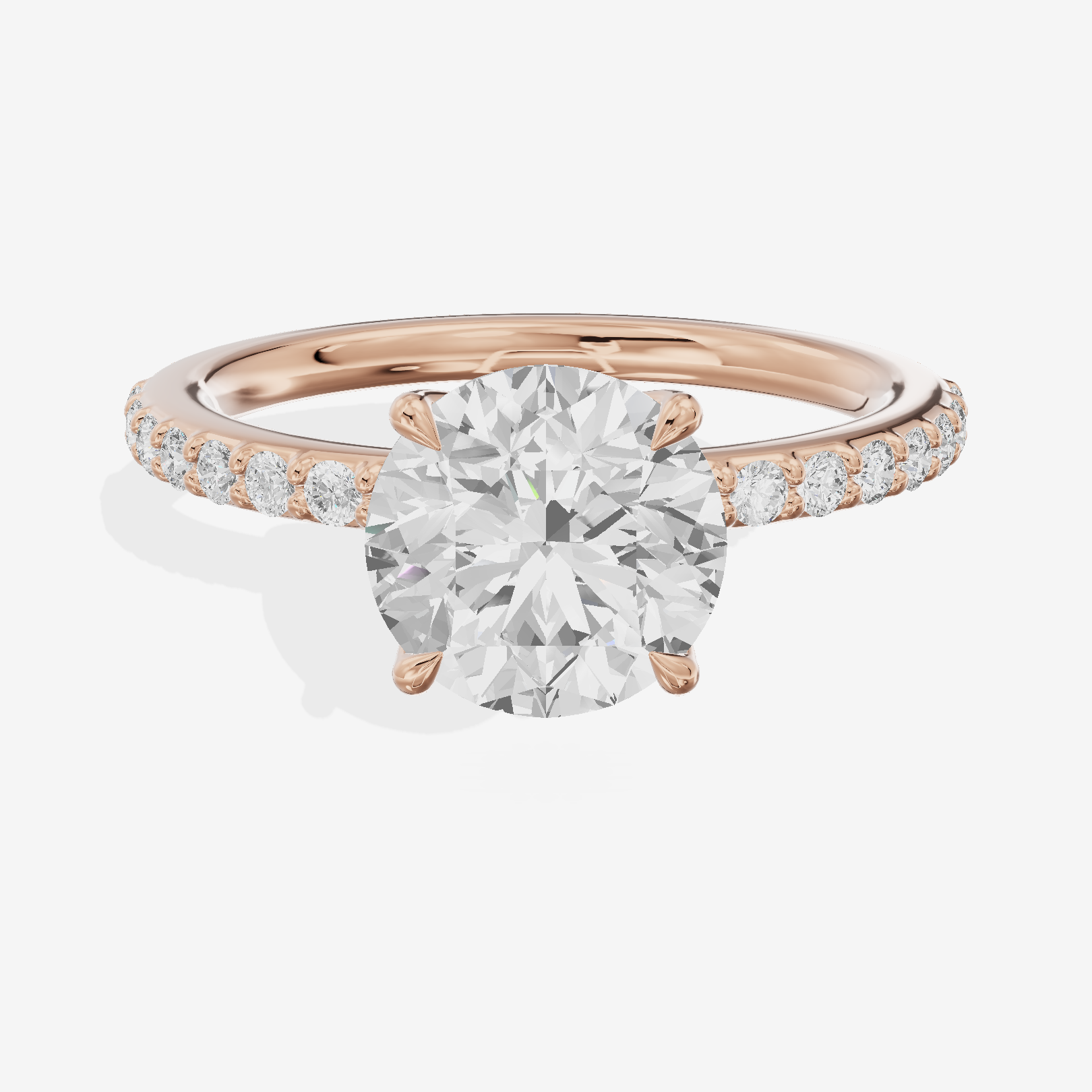 Luxe Whisper Round Engagement Ring with Side Stones (1/4 ct. tw.) in 18K Rose Gold