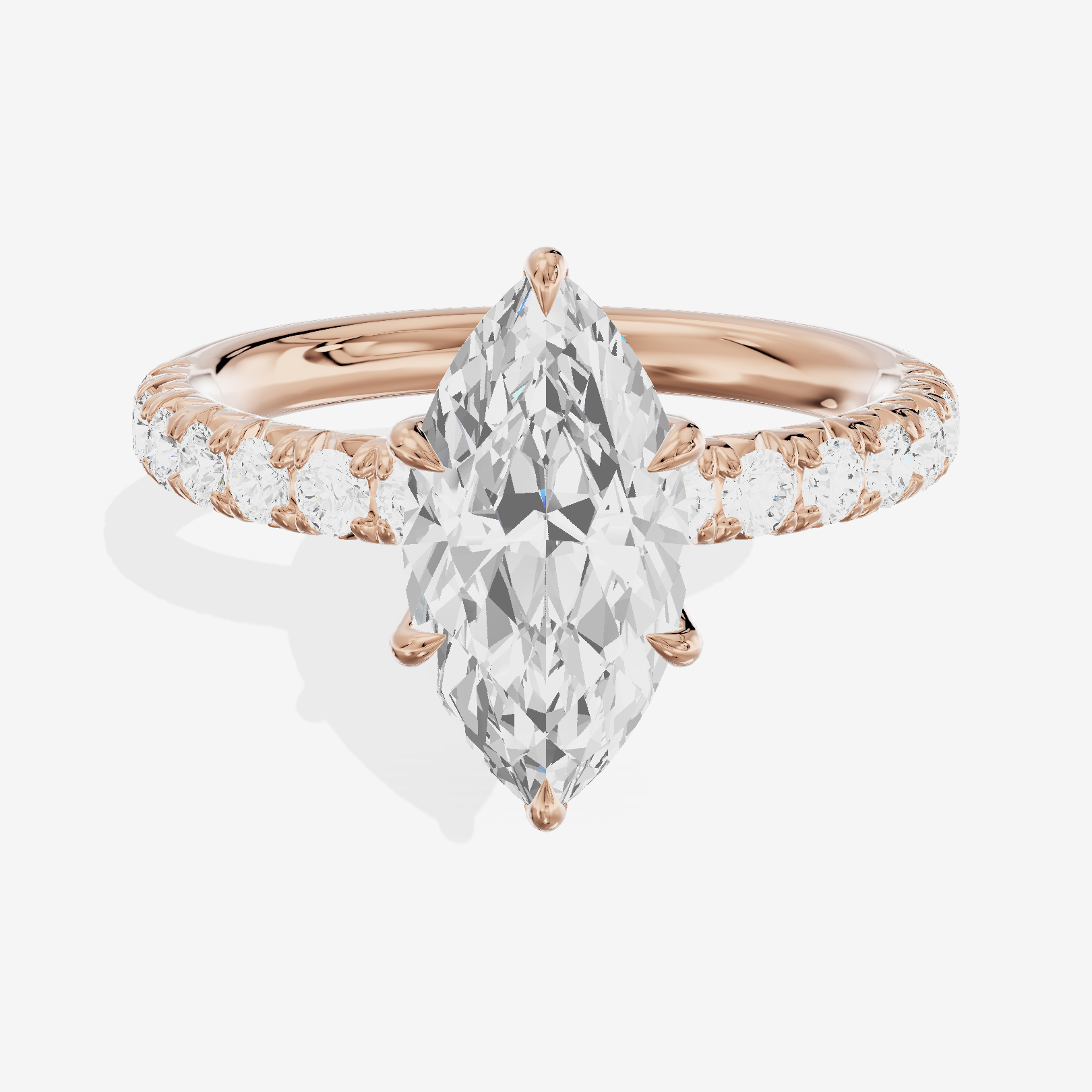 Luxe Aurea Marquise Engagement Ring with Side Stones (3/8 ct. tw.) in 14K Rose Gold