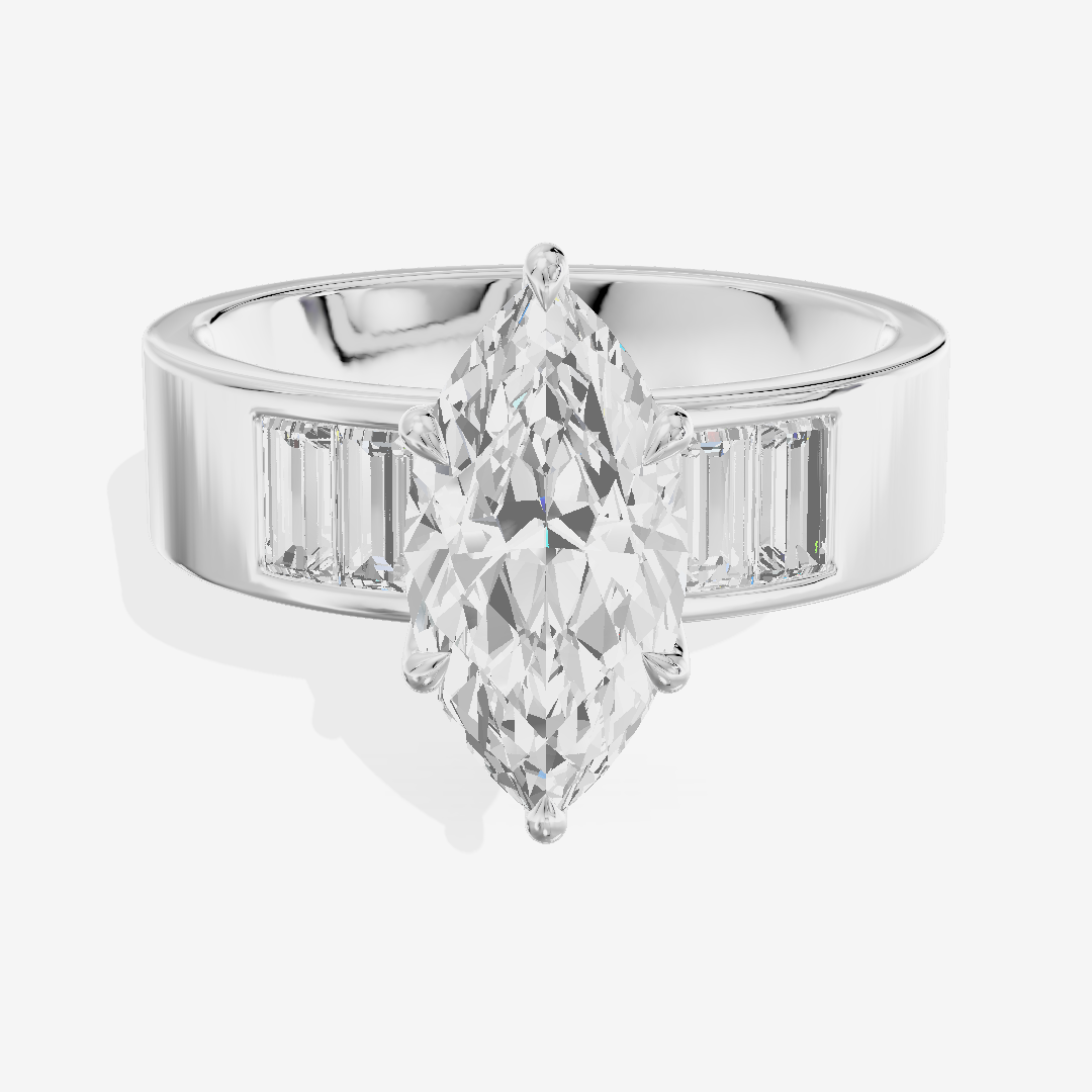Grand Sincere Marquise Engagement Ring with Side Stones (3/5 ct. tw.) in 18K White Gold
