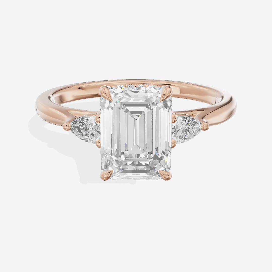 Aurea Three Stone Emerald Engagement Ring (1/4 ct. tw.) in 14K Rose Gold