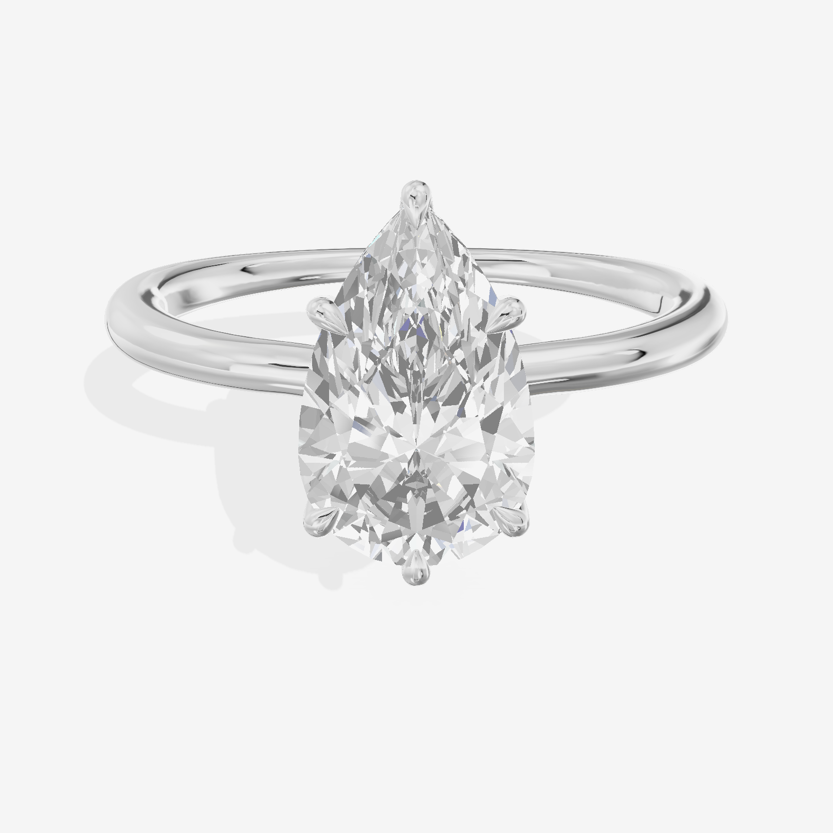 Modern Aimora 2.3mm Pear Six-Prong Engagement Ring in 14K White Gold