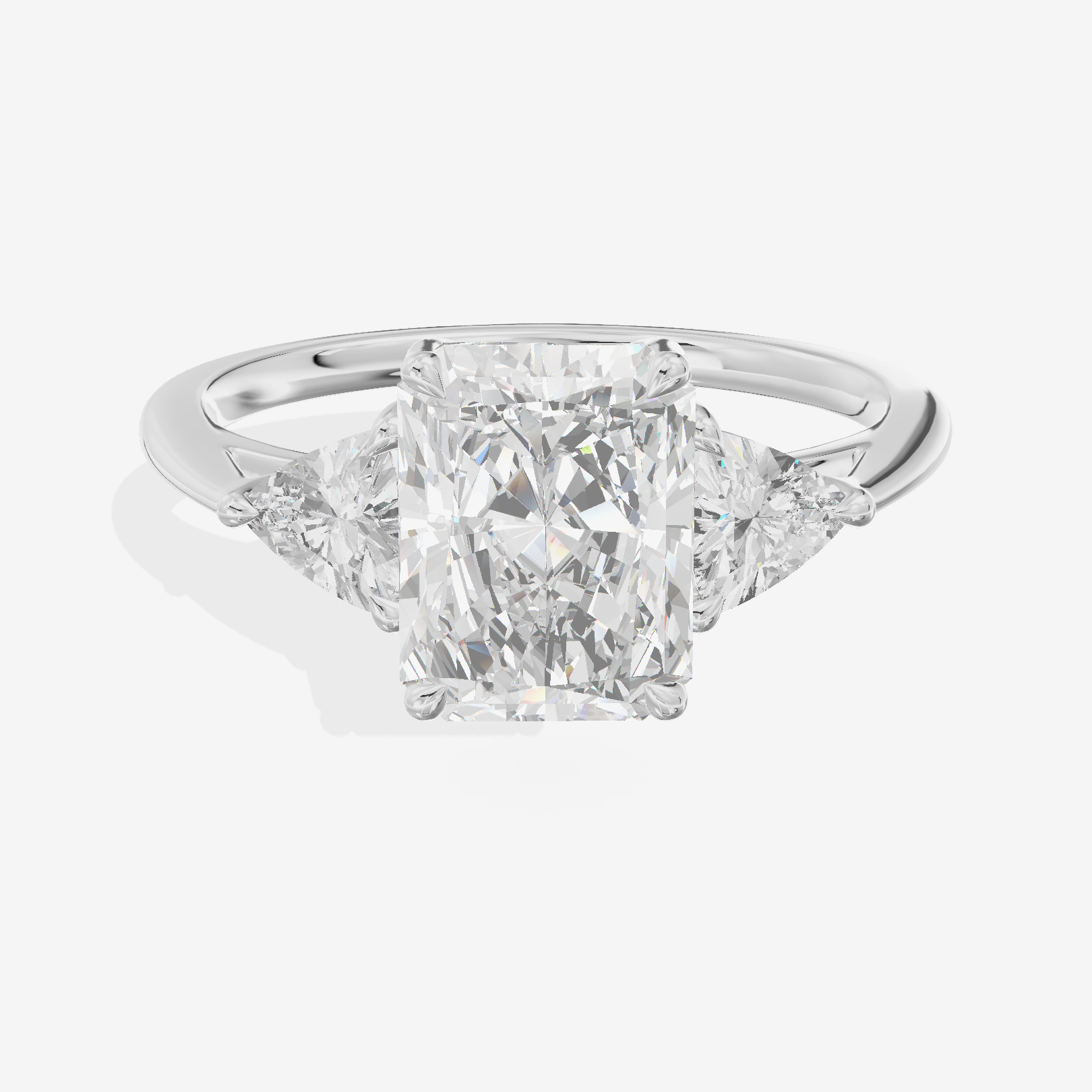 Coeurine Three Stone Radiant Engagement Ring (1/8 ct. tw.) in Platinum
