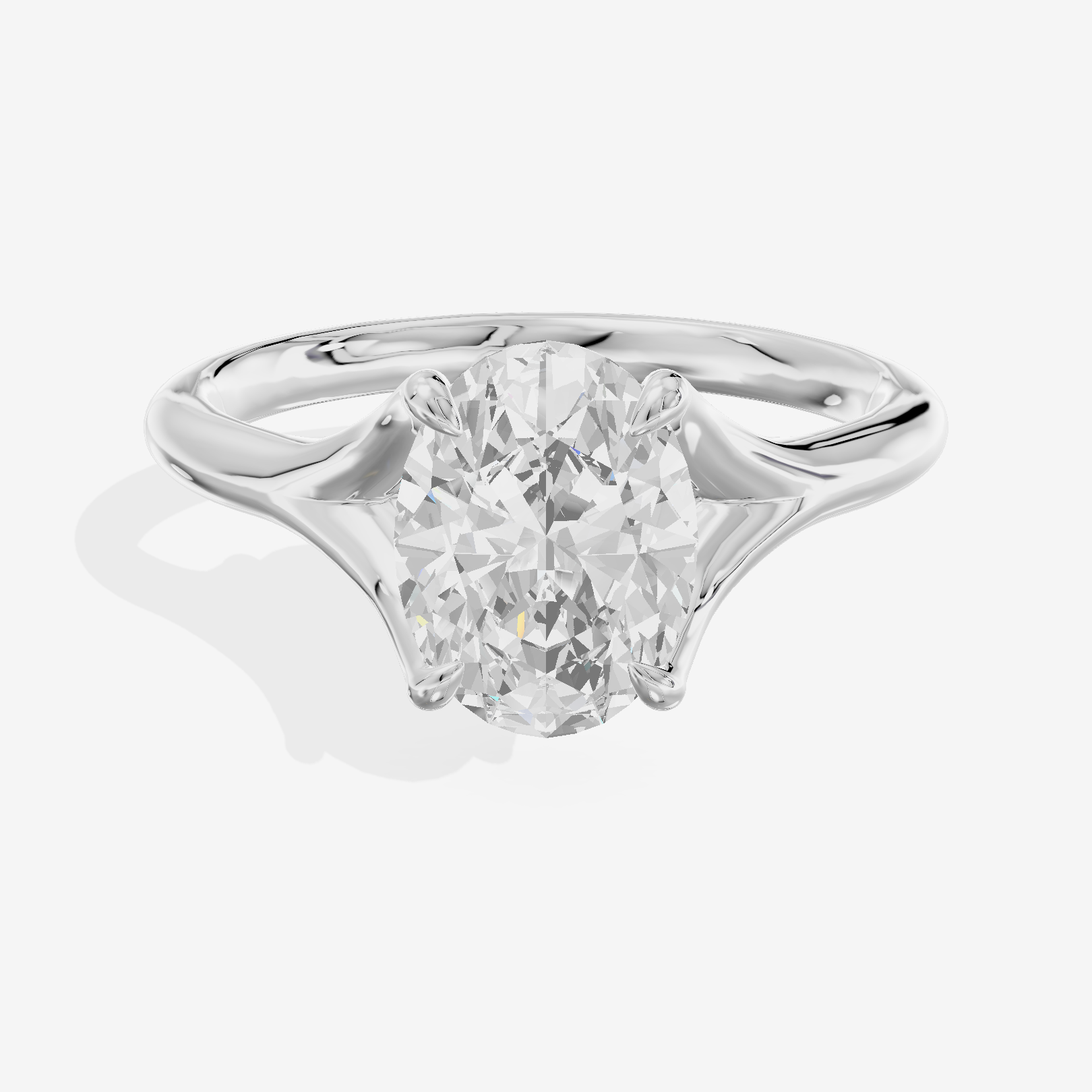 Classic Aurea 2mm Oval Solitaire Engagement Ring in 14K White Gold