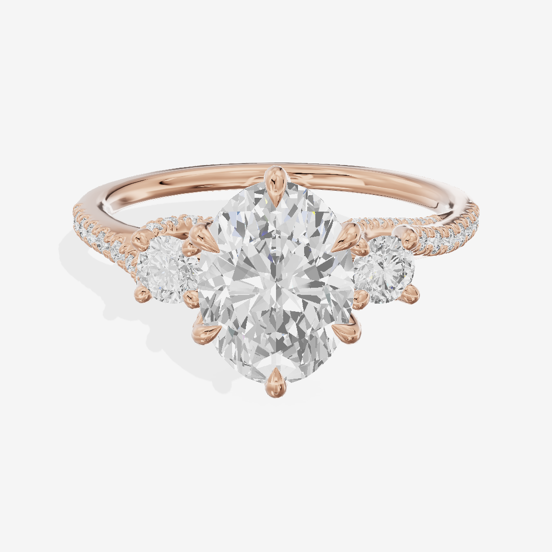 Luxe Triade Oval Three Stone Engagement Ring (1/2 ct. tw.) in 14K Rose Gold
