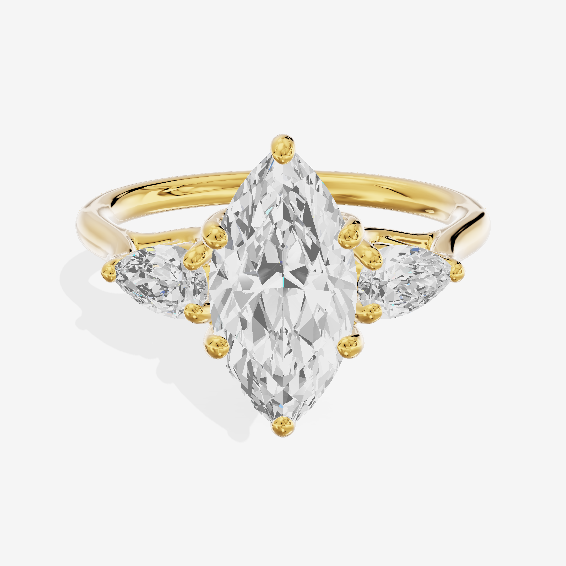 Grand Vowsae Three Stone Marquise Engagement Ring (2/5 ct. tw.) in 18K Yellow Gold