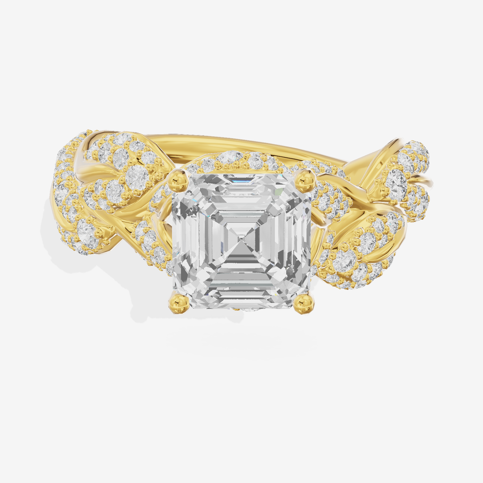 Tender Aurea Asscher Engagement Ring with Side Stones (1 ct. tw.) in 18K Yellow Gold