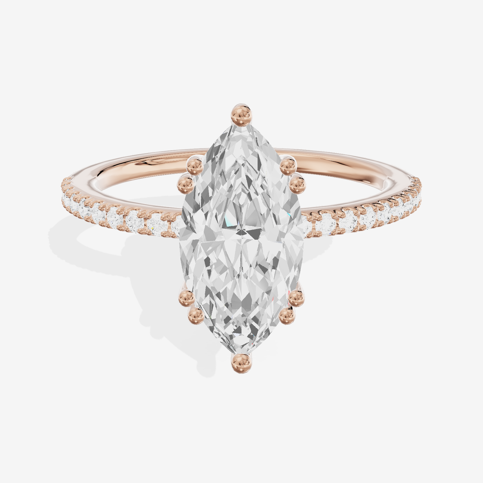 Luxe Mirelle Marquise Hidden Halo Engagement Ring (1/6 ct. tw.) in 18K Rose Gold