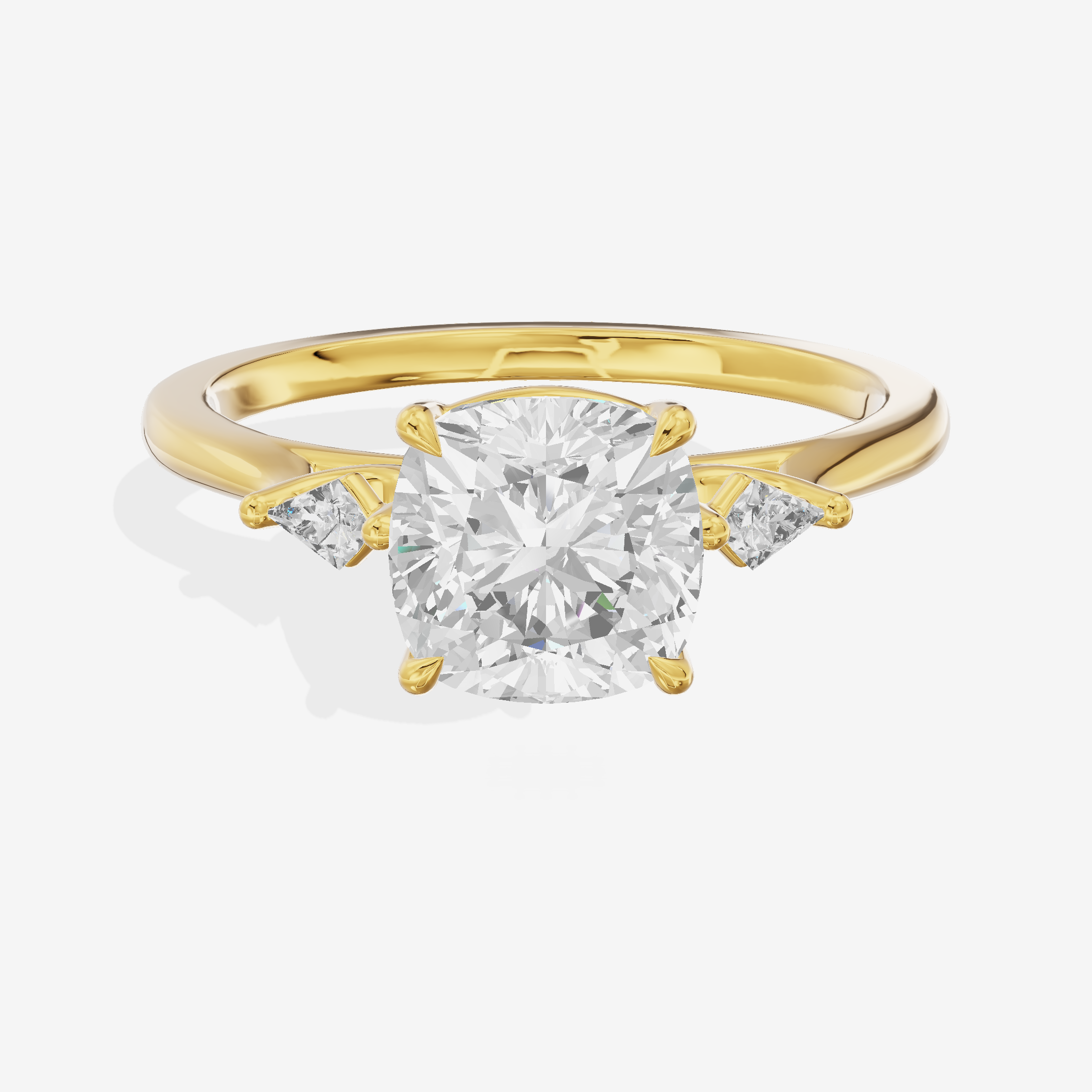 Vintage Belovae Cushion Three Stone Engagement Ring (3/5 ct. tw.) in 14K Yellow Gold