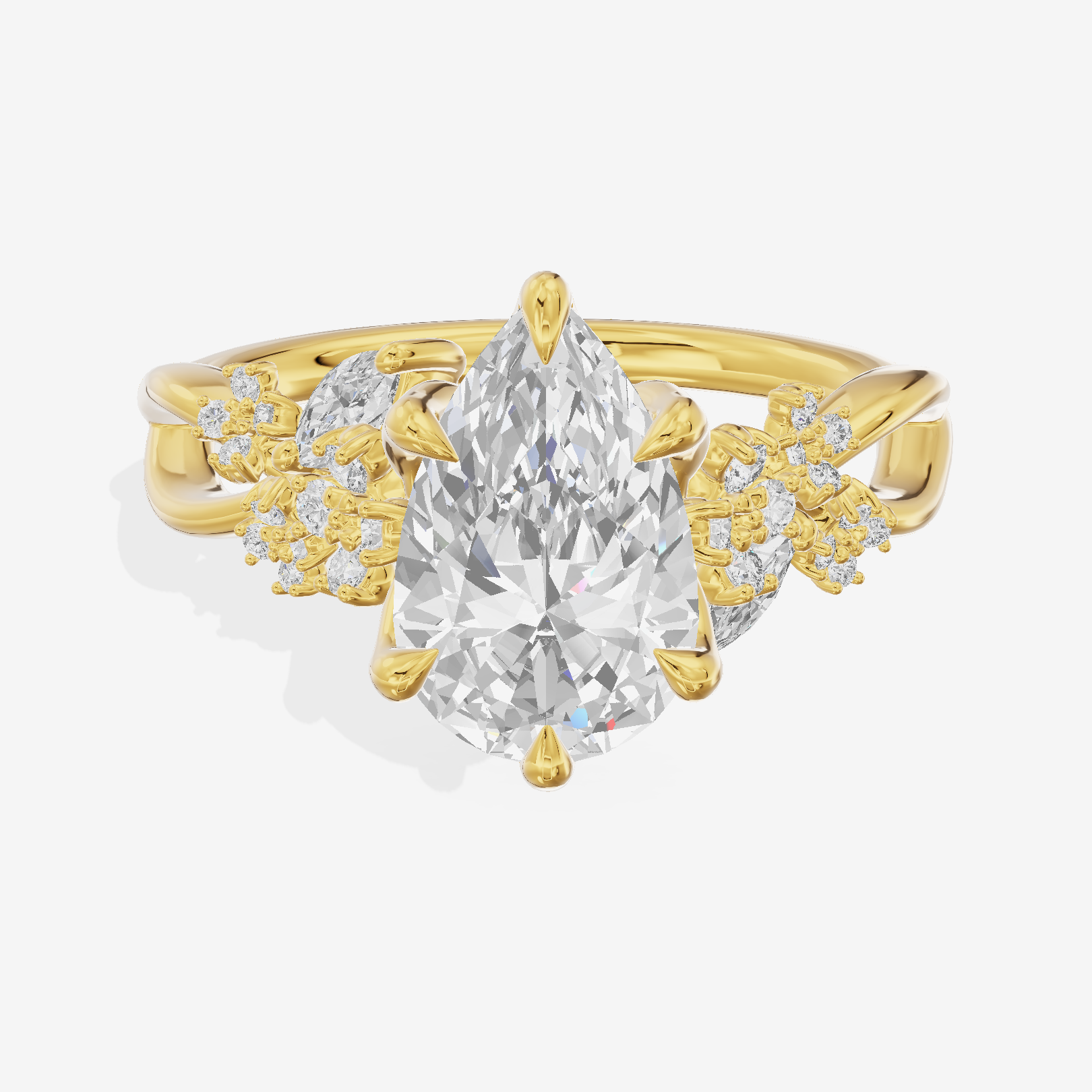 Lightwoven Pavé Pear Engagement Ring with Side Stones (1/8 ct. tw.) in 14K Yellow Gold