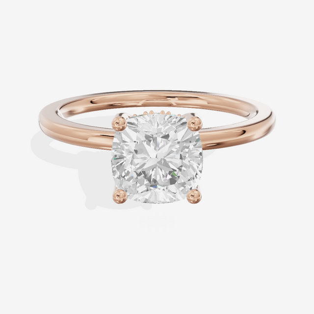 Vowsae Hidden Halo Cushion Engagement Ring (1/20 ct. tw.) in 18K Rose Gold