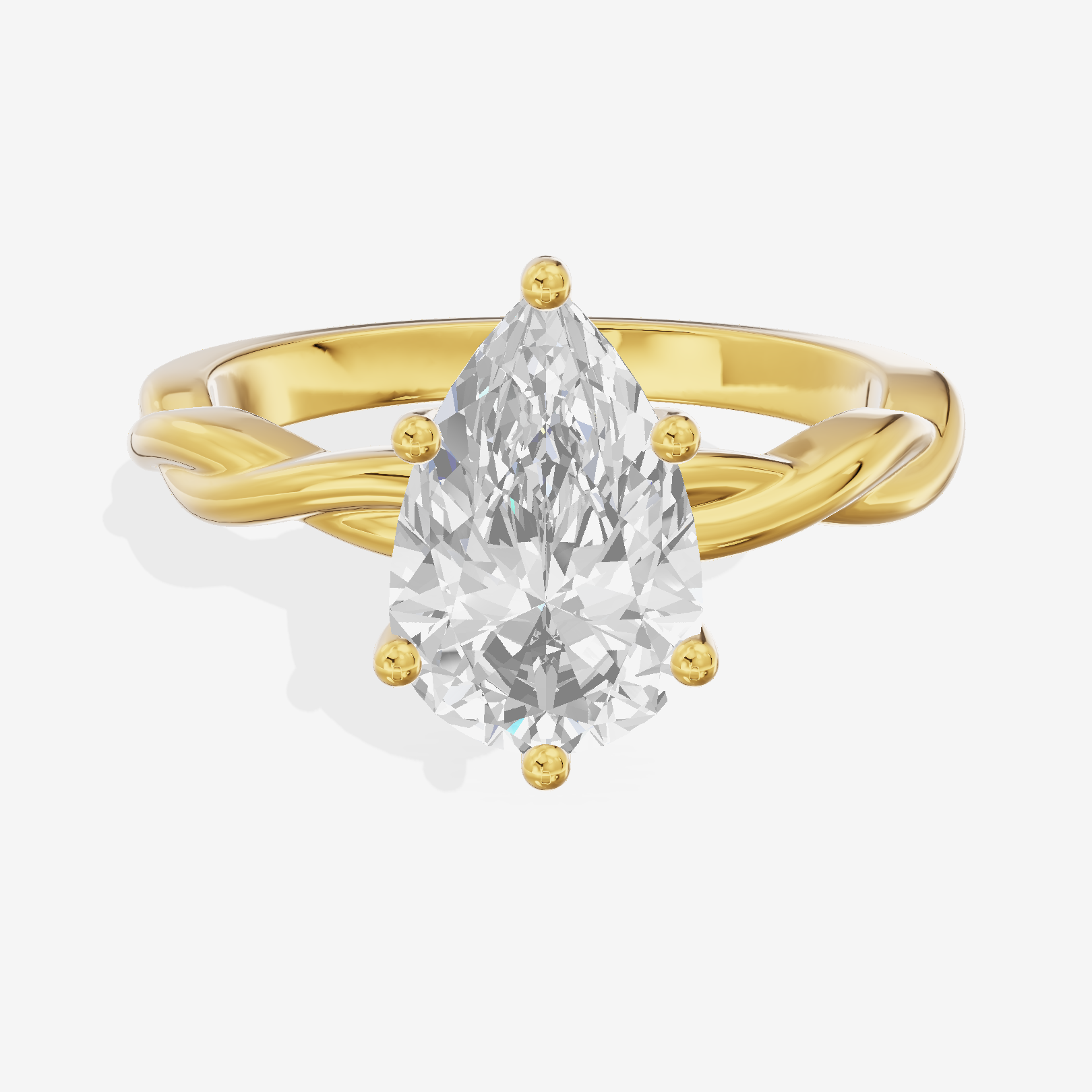 Twine Hidden Halo Pear Engagement Ring (1/20 ct. tw.) in 14K Yellow Gold