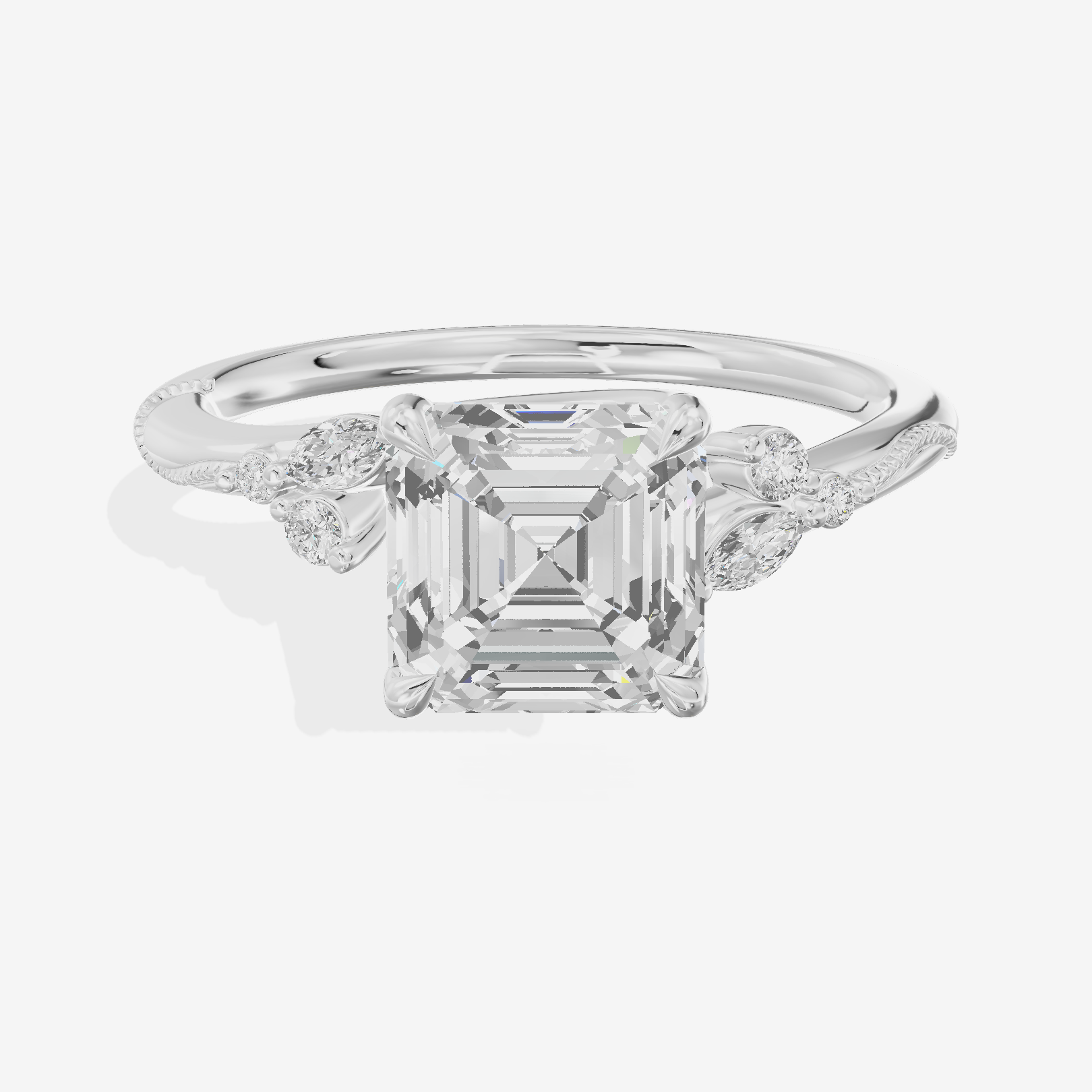 Vintage Lumera Asscher Engagement Ring (1/10 ct. tw.) in Platinum