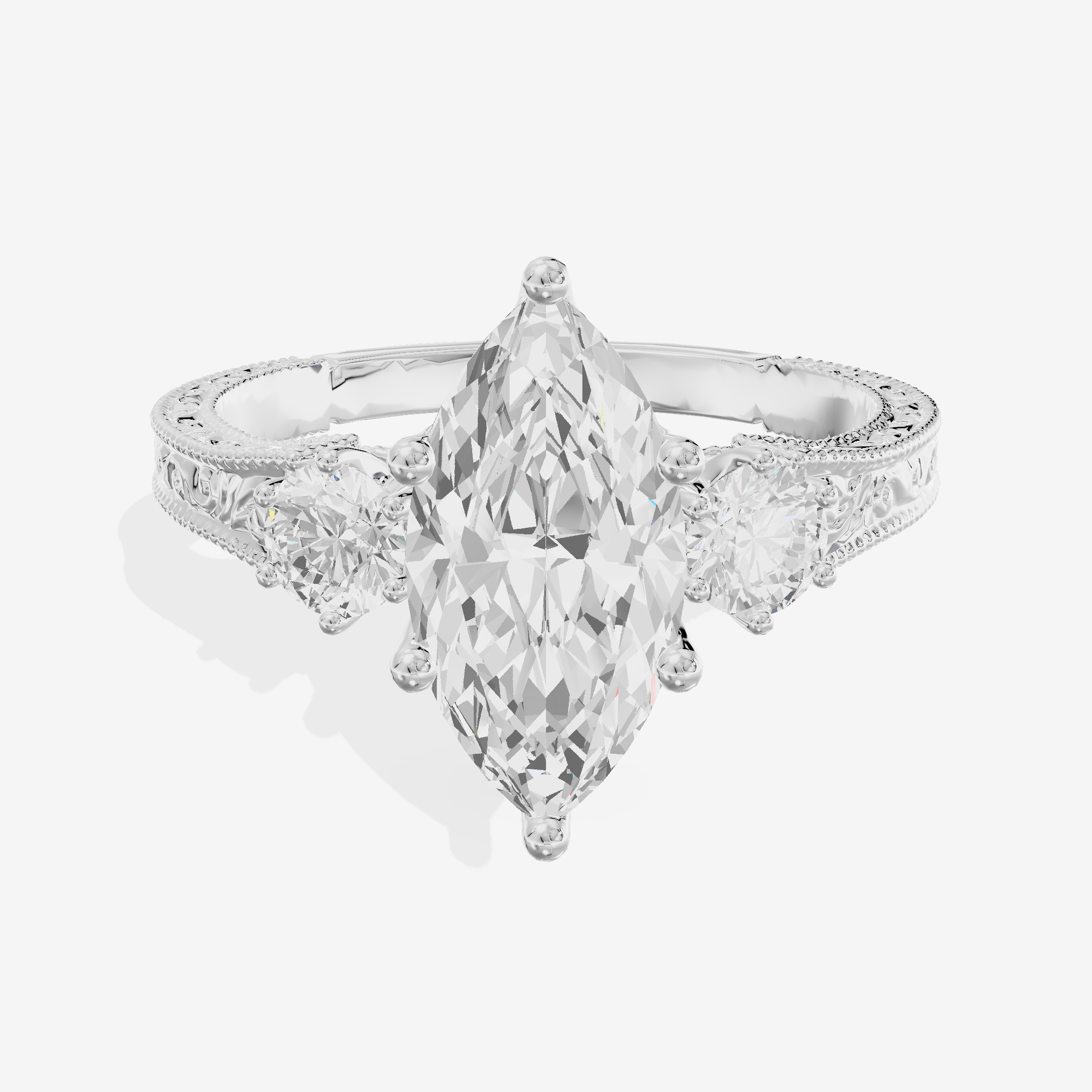 Lumera Three Stone Marquise Engagement Ring (1/3 ct. tw.) in Platinum