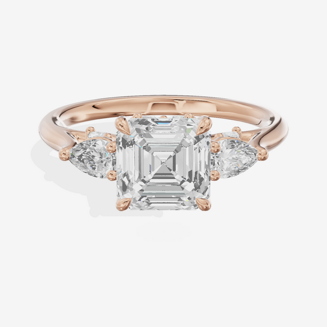 Classic Vowsae Three Stone Asscher Engagement Ring (3/5 ct. tw.) in 18K Rose Gold