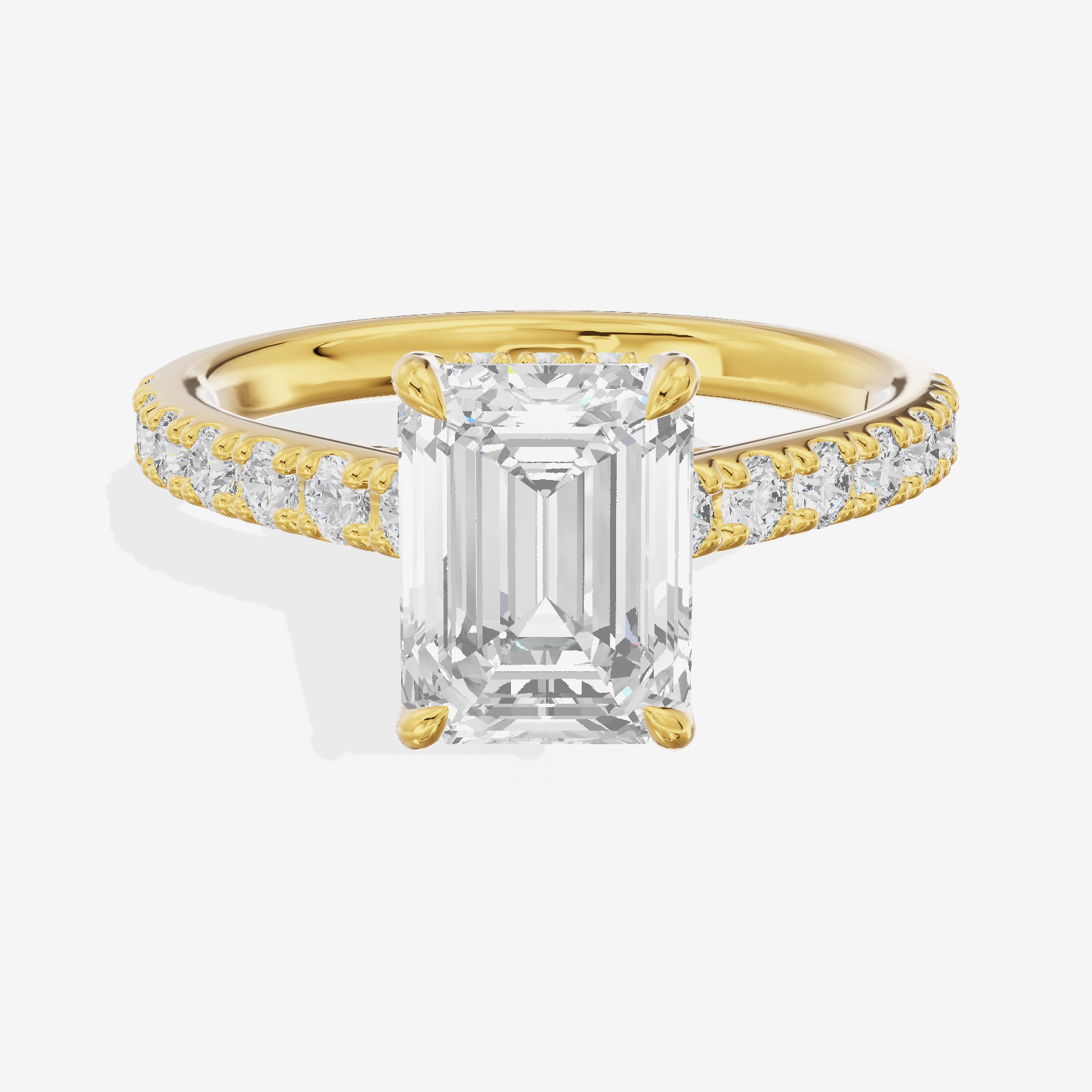 Tender Whisper Emerald Engagement Ring with Side Stones (1/6 ct. tw.) in 18K Yellow Gold