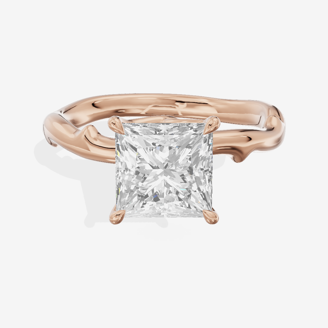 Grand Cherubine Princess Engagement Ring with Side Stones (1/4 ct. tw.) in 14K Rose Gold
