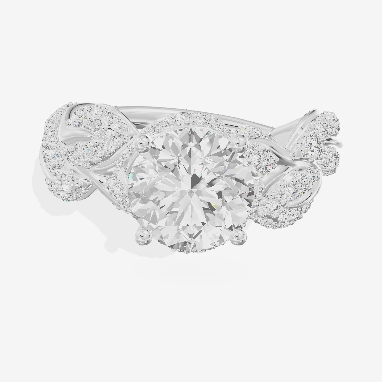 Luxe Eversince Round Engagement Ring with Side Stones (1/2 ct. tw.) in 14K White Gold