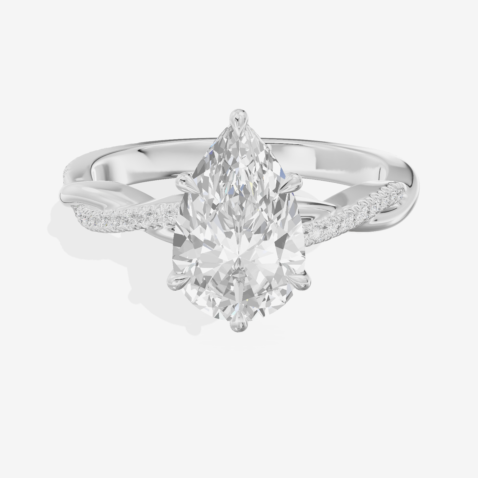 Petite Lumera Pear Pavé Engagement Ring (1/8 ct. tw.) in 14K White Gold