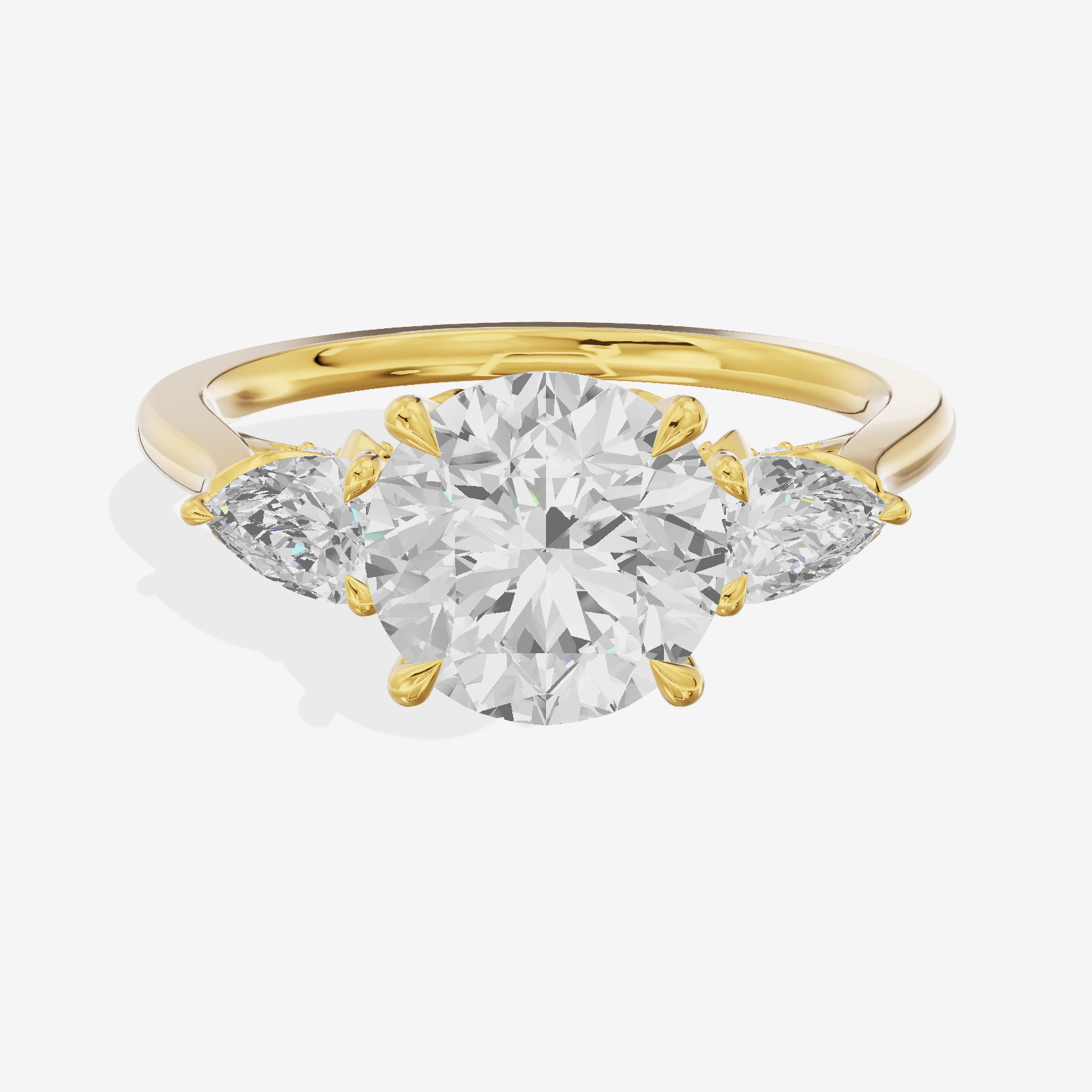 Modern Sincere Three Stone Round Engagement Ring (1/2 ct. tw.) in 14K Yellow Gold
