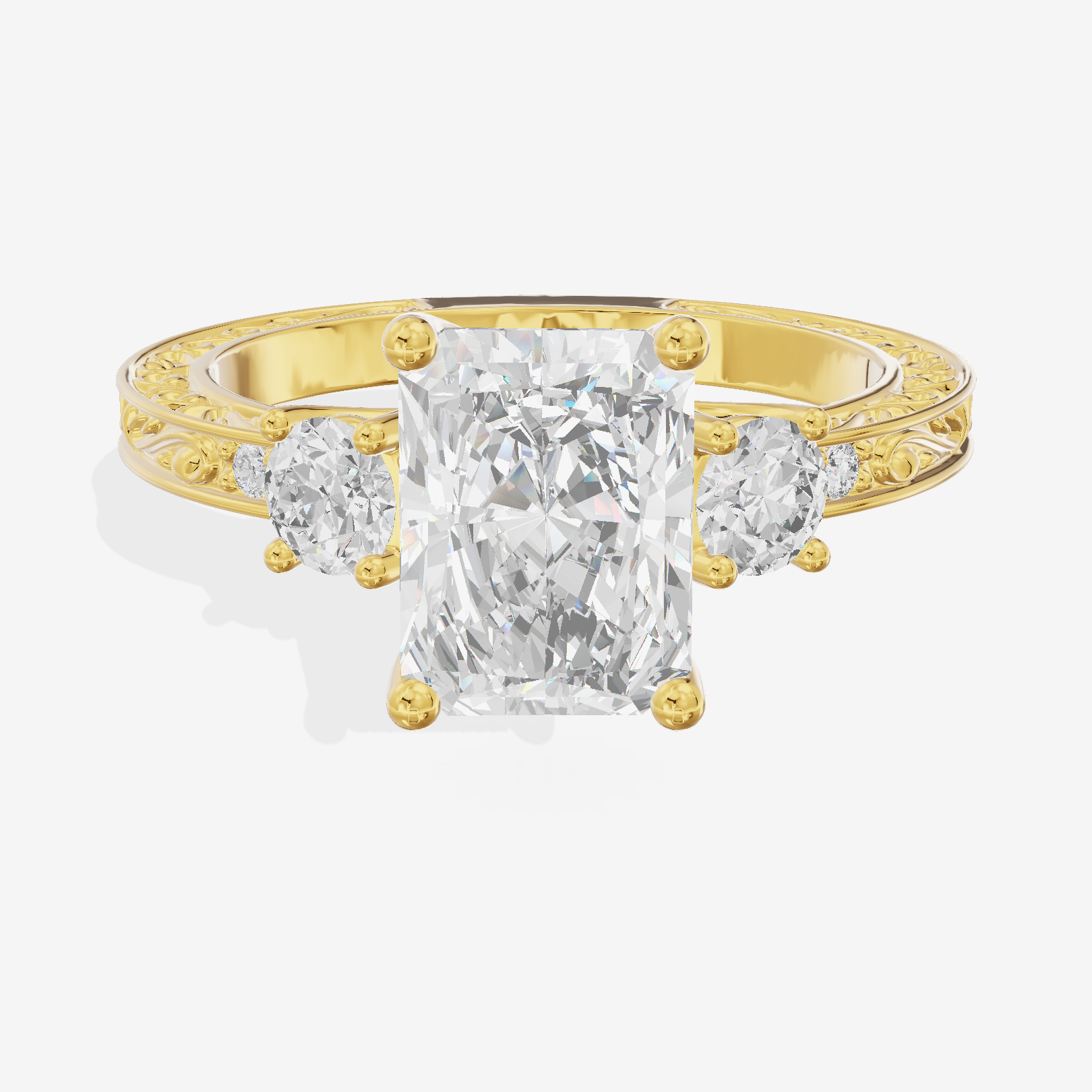 Petite Promezza Three Stone Radiant Engagement Ring (2/5 ct. tw.) in 14K Yellow Gold