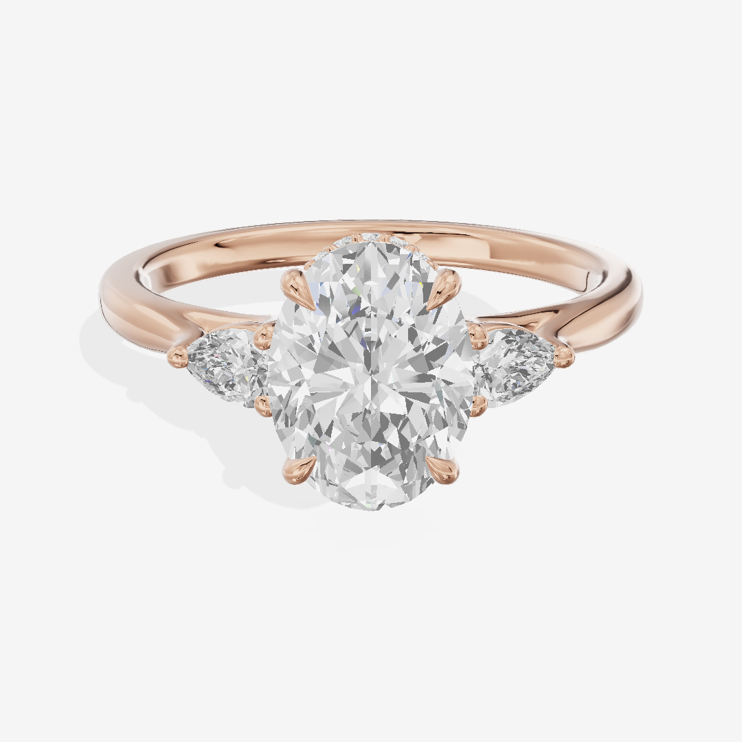 Aurea Three Stone Oval Engagement Ring (1/4 ct. tw.) in 14K Rose Gold